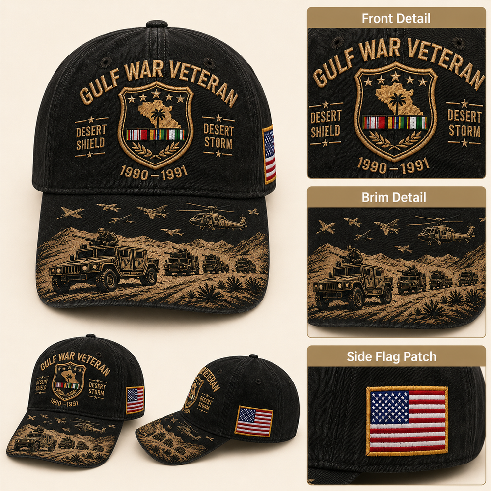 ๐Last Day Promo: 45% OFF! ๐๏ธ Desert Storm Veteran Commemorative Cap โ Gulf War Desert Shield Veteran Hat